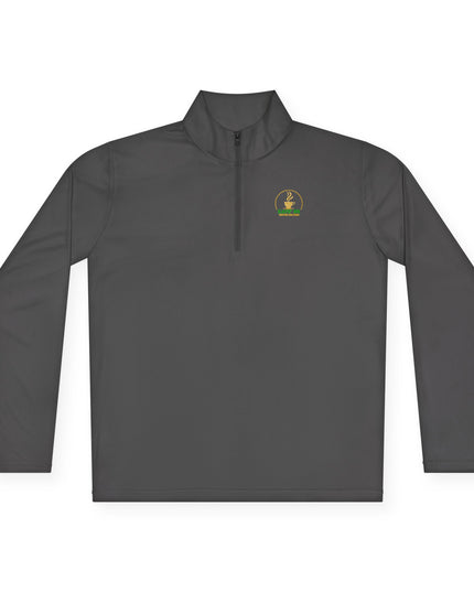 Quarter-Zip Pullover — K54 Logo and More Than Back Design in dark gray with embroidery