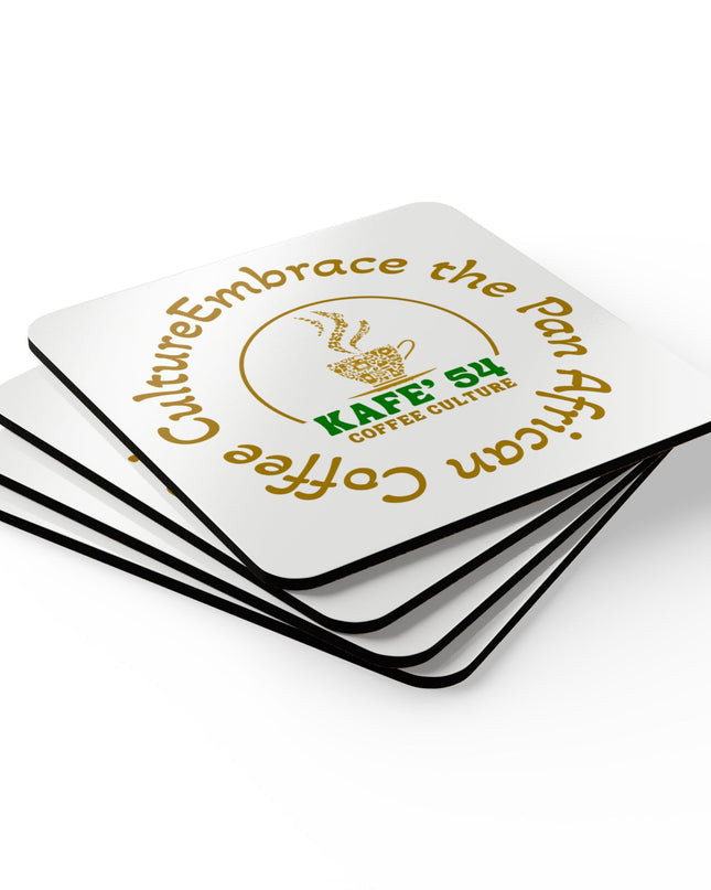 KAFE' 54 Coffee Culture Pan-African Logo cork coaster 4-pack