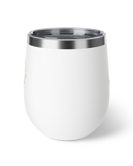 White insulated coffee cup for travel with a metal lid, perfect for keeping beverages warm or cold.