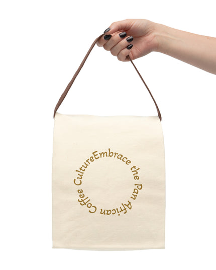 Canvas Lunch Bag Embrace Coffee Culture Insulated Tote with Strap