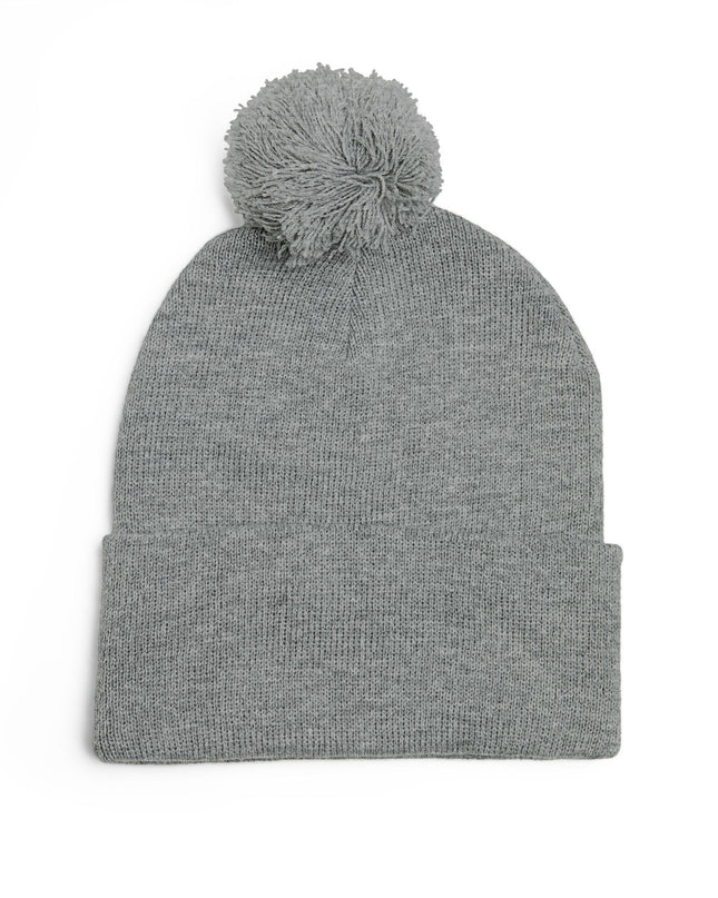 Embroidered Pom-Pom Knit Cap