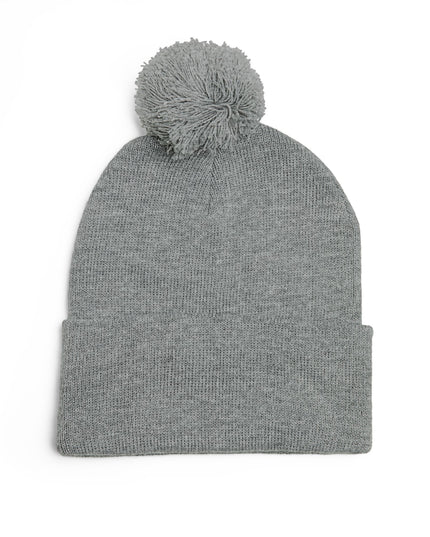 Embroidered Pom-Pom Knit Cap