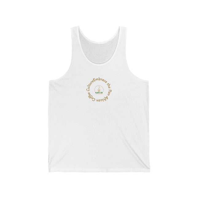 Tank Top - 54 Nations One Lifestlye featuring a circular emblem on a white jersey fabric for relaxed wear.