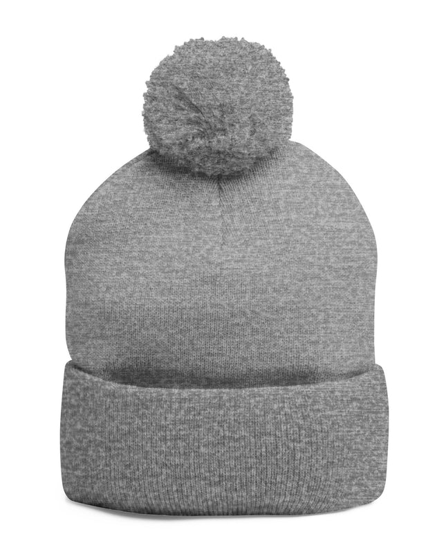 Embroidered Pom-Pom Knit Cap