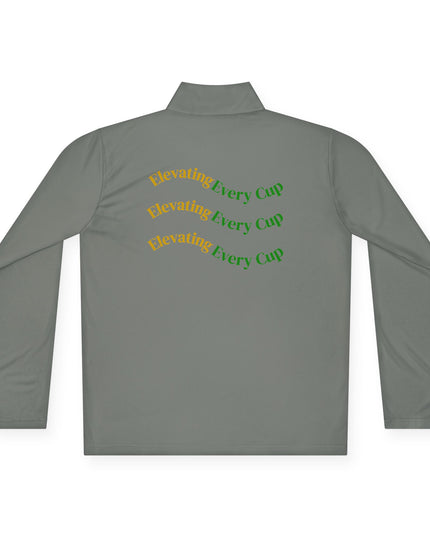 Quarter-Zip Pullover — K54 Logo & Elevating Back Design showcasing the phrase 'Elevating Every Cup' on the back.