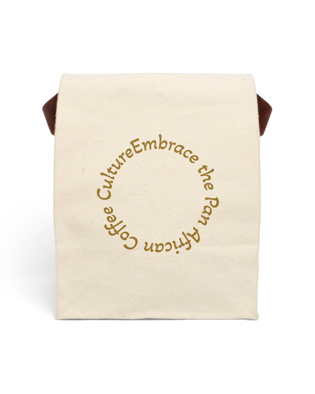 Canvas Lunch Bag Embrace Coffee Culture Insulated Tote with Strap