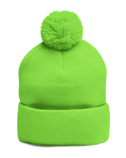 Embroidered Pom-Pom Knit Cap