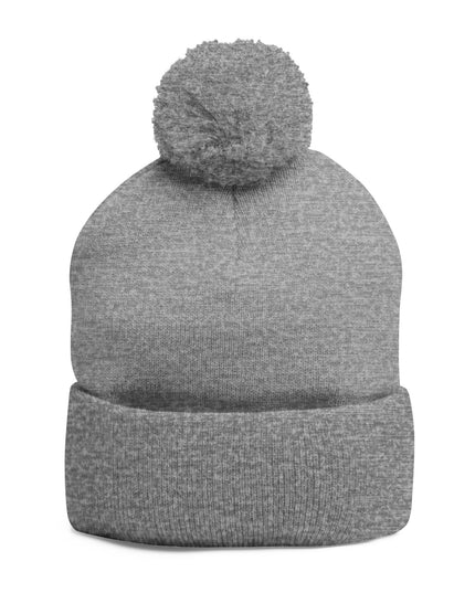 Embroidered Pom-Pom Knit Cap