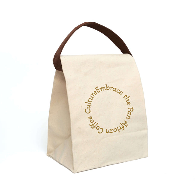 Canvas Lunch Bag Embrace Coffee Culture Insulated Tote with Strap