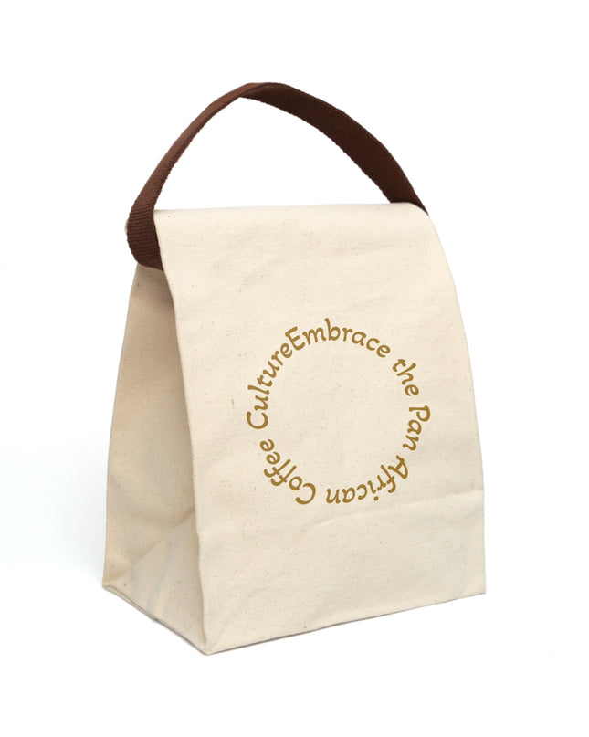 Canvas Lunch Bag Embrace Coffee Culture Insulated Tote with Strap