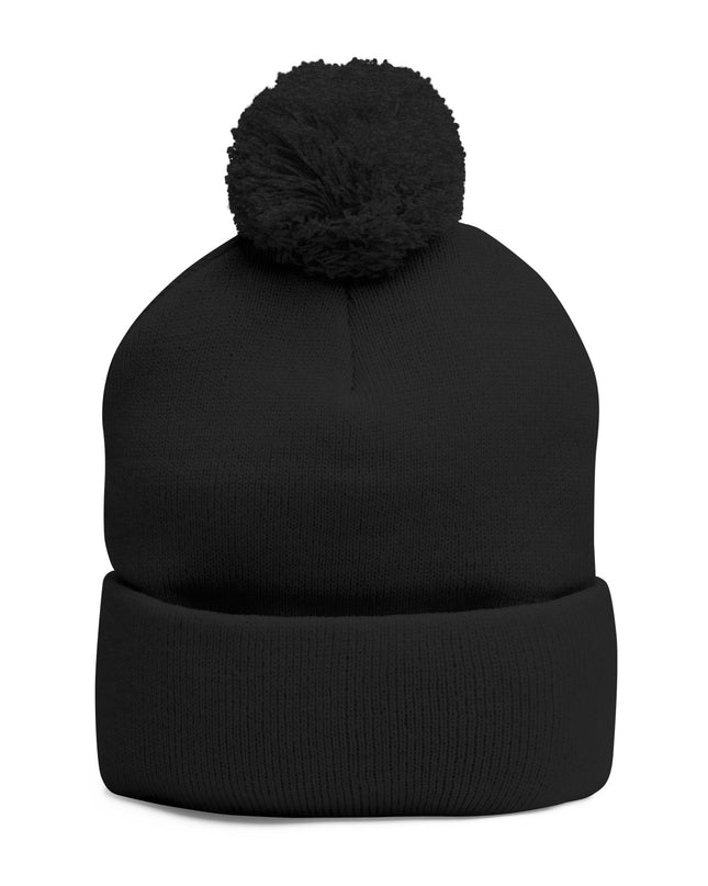 Embroidered Pom-Pom Knit Cap